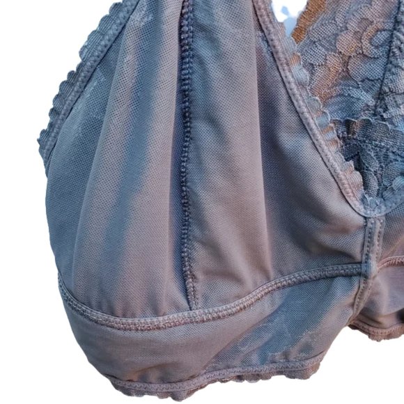 Intimately Free People Galloon Lace Racerback Bralette Floral Wireless V-neck L - Picture 10 of 14